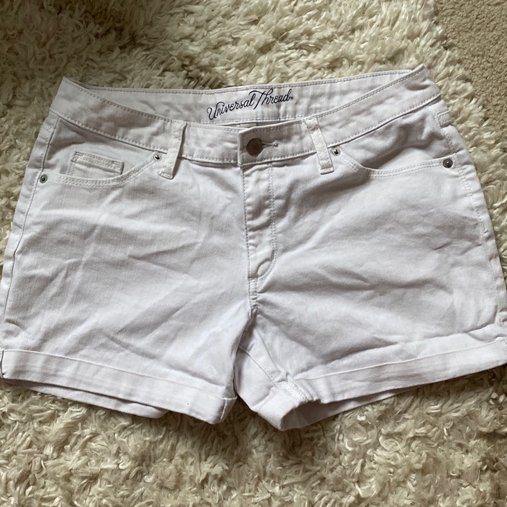Mid Rise White Shorts